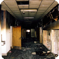 Image of a fire damaged property where There-to-Repair responded quickly to mitigate fire damage, remove materials damaged by fire and smoke, deodorize affected areas and completely restore the building to like new condition